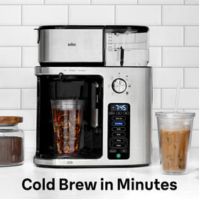 Close-up of the BrewChoice Plus control panel enabling quick coffee-strength customization.