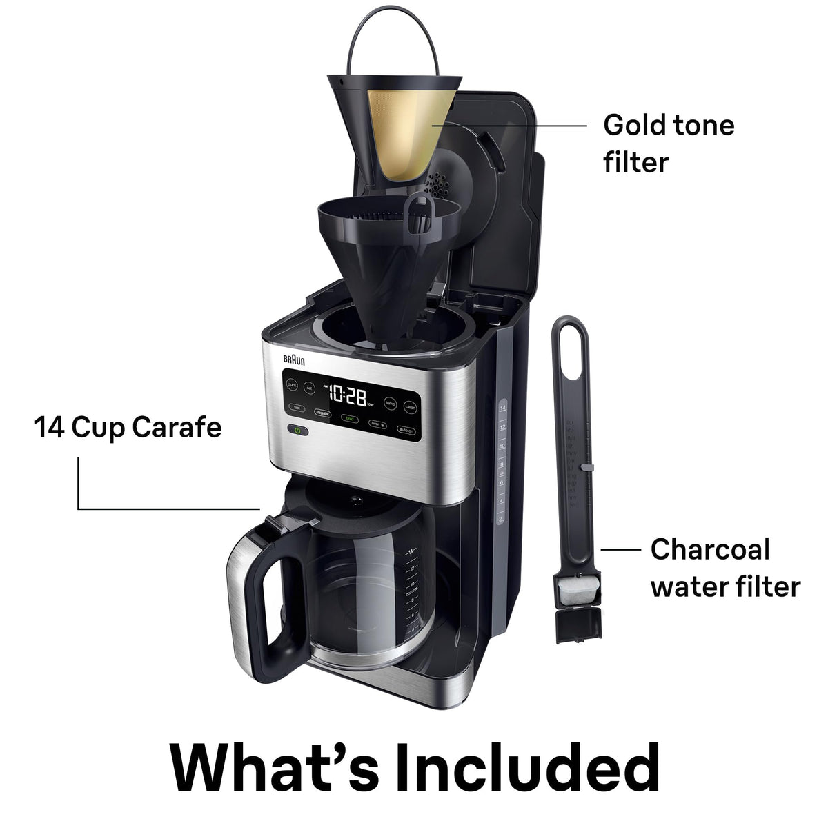 Braun PureFlavor 24-hour programmable timer ready for morning brew.