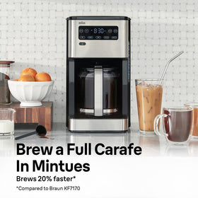Braun PureFlavor in-action fast brew delivering coffee quickly.