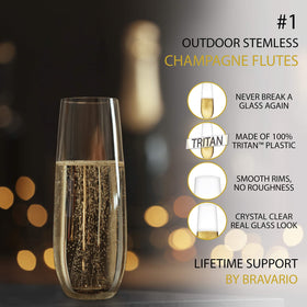 Bravario 8.5 oz capacity flutes ideal for celebratory pours.
