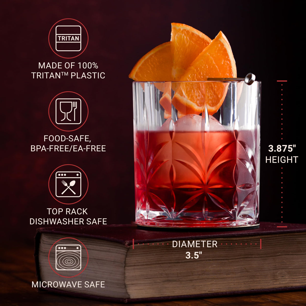 Bravario poolside bourbon glass enhances outdoor toasts with durability.