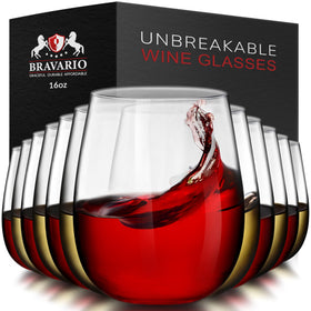 Bravario unbreakable 16oz wine glass set ready for outdoor entertaining