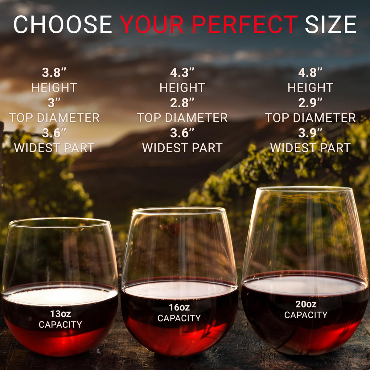 Bravario unbreakable wine glass side view, durable for patio nights and gatherings