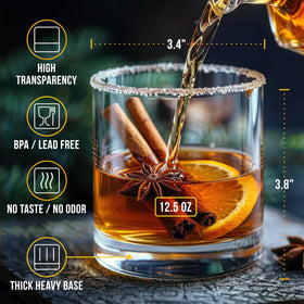 Bravario weighted-base old-fashioned glasses ensure stable table presence.
