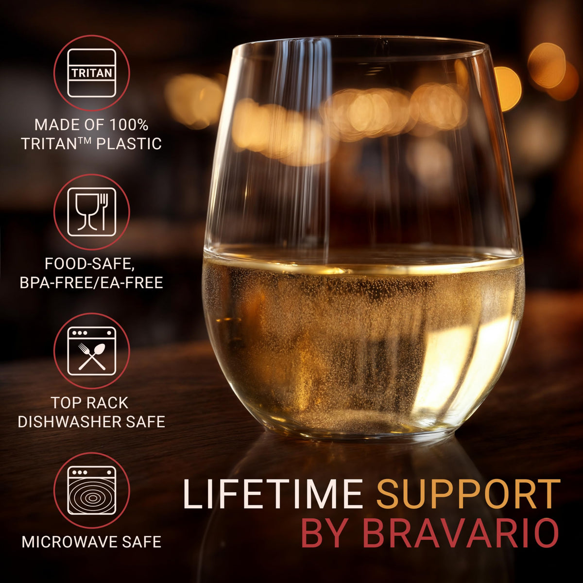 Bravario wine glasses for outdoor use, perfect for camping and beach activities