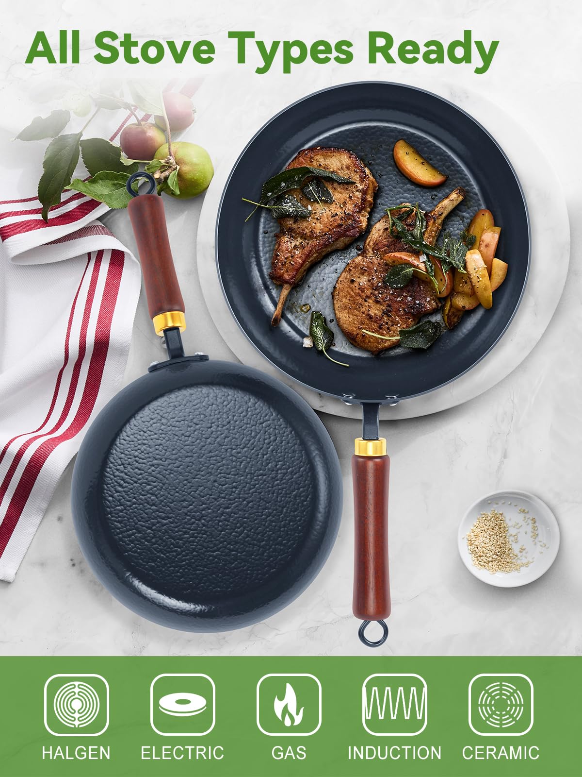 BrBrGo 11-inch skillet nonstick surface supports low-fat cooking and easy release