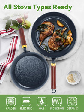 BrBrGo 11-inch skillet nonstick surface supports low-fat cooking and easy release