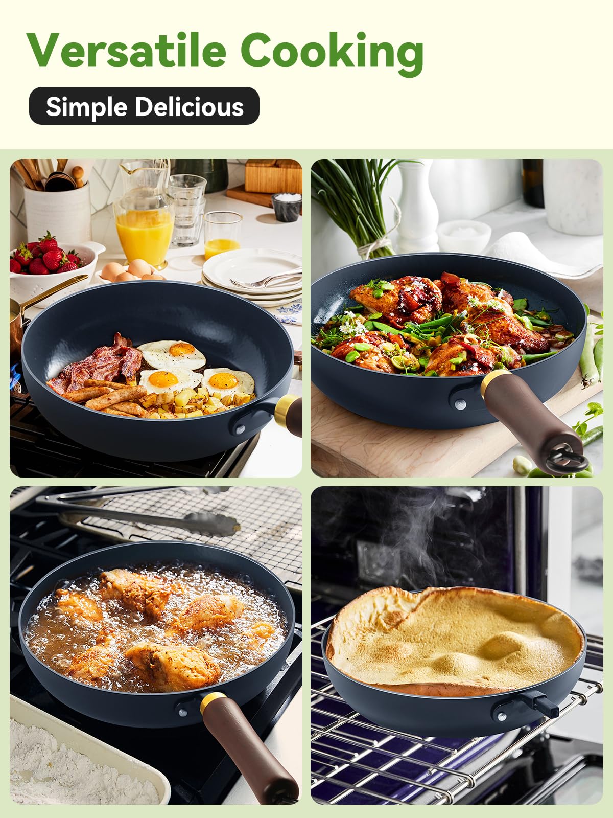 BrBrGo 11-inch skillet versatile cooking for searing, sautéing, and browning