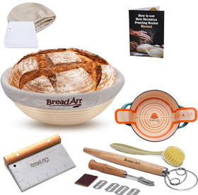 Bread Art 9-inch banneton round basket for even rise and rustic spiral patterns
