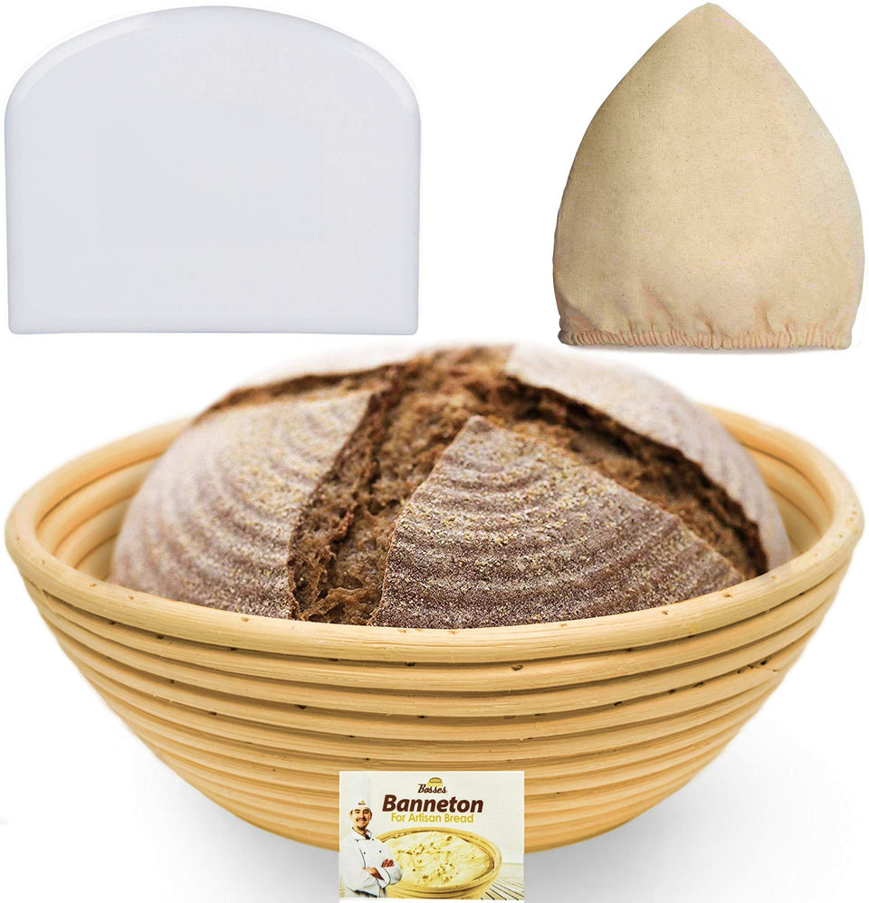 Bread Bosses 9-Inch Banneton Basket for round artisan loaves and even dough proofing
