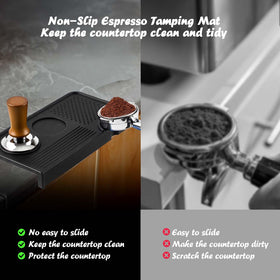 Breewenf heat-resistant tamp station protects countertops during espresso prep.