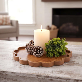 BreezeHug brown tray used as a candle holder setup for ambient evenings