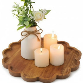 BreezeHug brown decorative serving tray showing round 12.6-inch surface for coffee table displays
