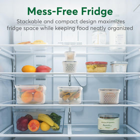 BreezyHome stackable fruit and vegetable storage keeps fridge shelves tidy and accessible.