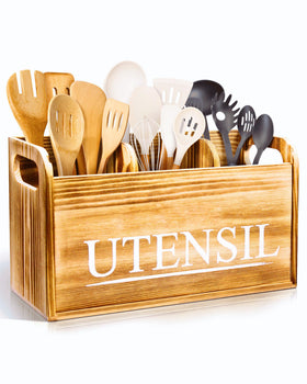 Brekle kitchen utensil holder on the counter keeping tools within easy reach