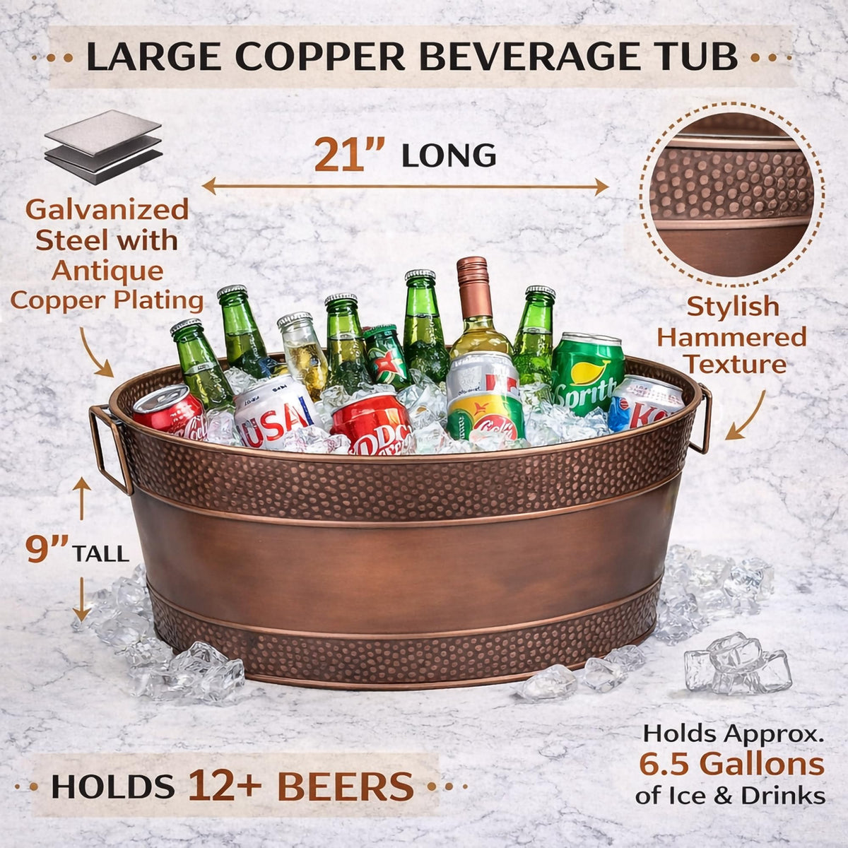 BREKX Aspen tub holds thirty 12-ounce bottles with ice
