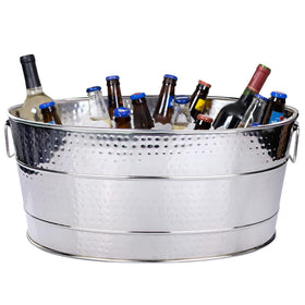BREKX Aspen heavy-duty oval cooler front view; durable steel for parties.