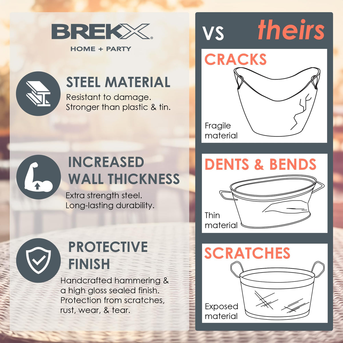 BREKX durable steel drink container for indoor and outdoor use