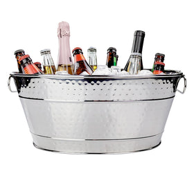 BREKX stainless steel beverage tub with ice closeup for outdoor entertaining