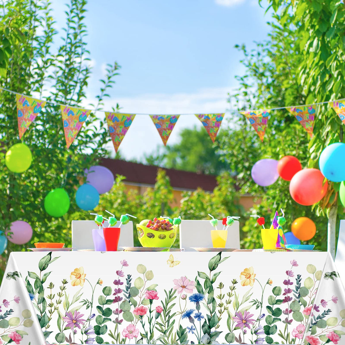 Breling baby shower floral tablecloth creates delicate decor
