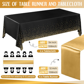Breling black gold polka dot tablecloth for wedding decor