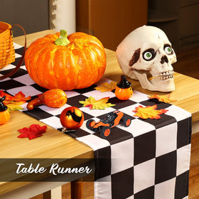 Breling checkered table runner set up for a party or wedding decor.