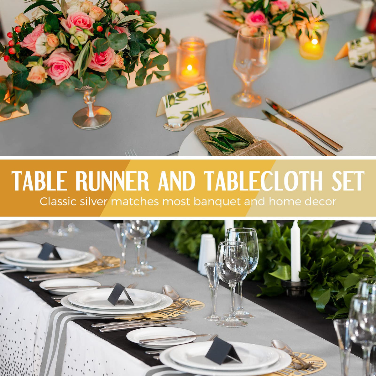 Breling satin runner can be cut to fit your table shape and size