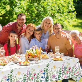 Breling Easter tablecloth featuring pastel wildflowers for celebrations