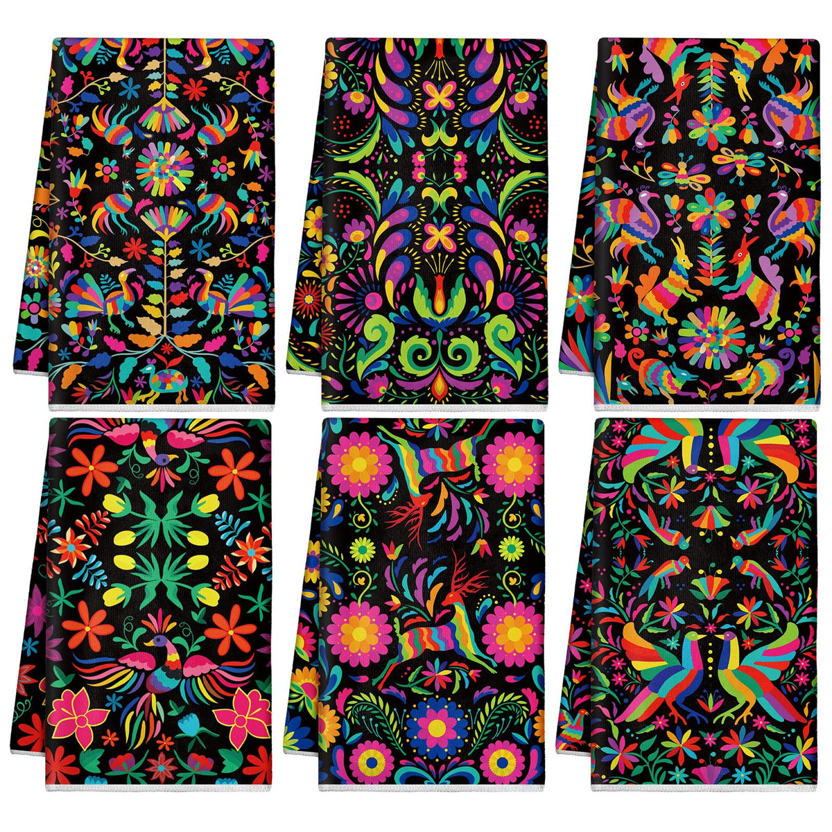 Breling Mexican kitchen towels with colorful flowers, vibrant and quick-drying for everyday kitchen use.