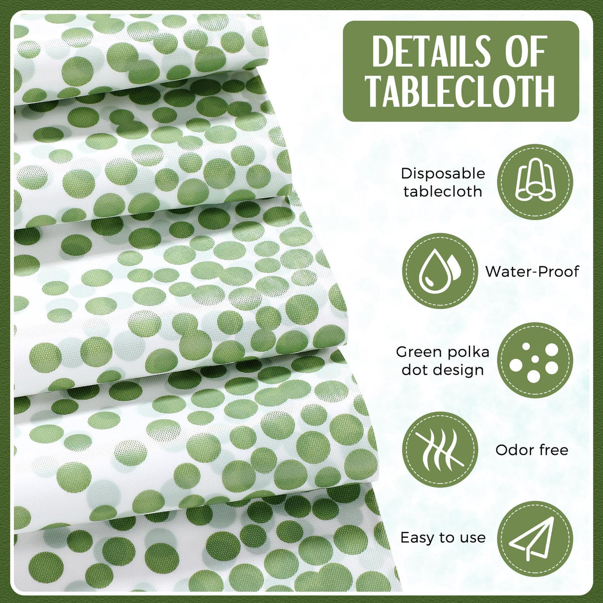 Breling polka-dot wedding decor tablecloth adds timeless charm to tables.