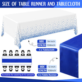 Breling royal blue satin runner adds soft sheen to a wedding reception table.