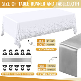 Breling satin silver table runner adds soft shine to the event setup