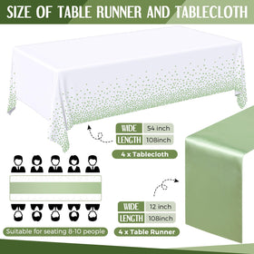 Breling satin table runner in white-sage for smooth, refined table styling.