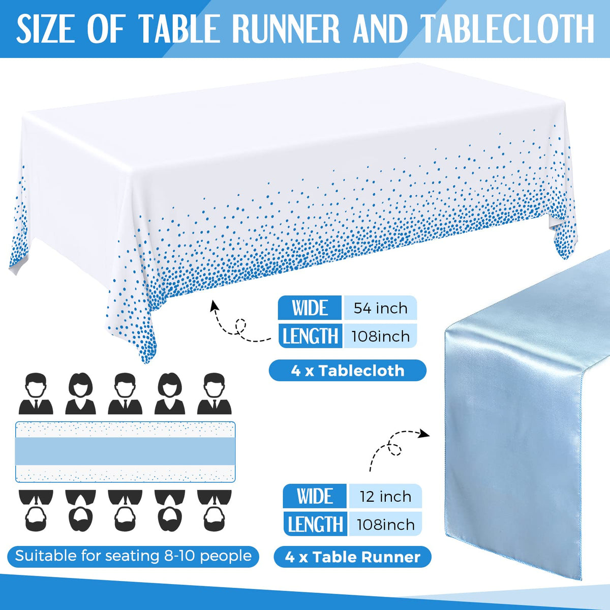 Breling satin table runner 12x108 adds smooth elegance to celebrations.
