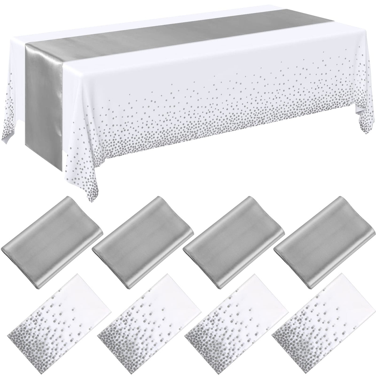 Breling seamless white dotted tablecloth covers a large rectangle table for elegant decor