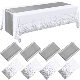 Breling seamless white dotted tablecloth covers a large rectangle table for elegant decor