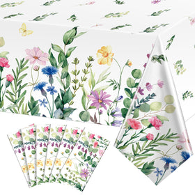 Breling wildflower pattern tablecloth with watercolor florals for spring gatherings
