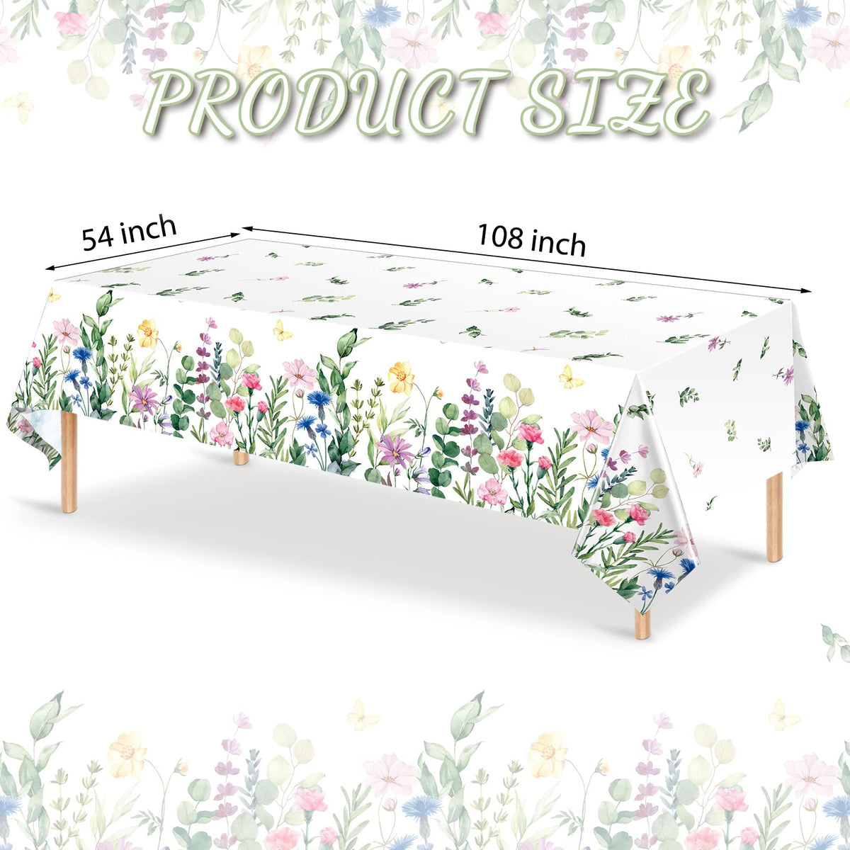 Breling wildflower watercolor tablecloth enhances indoor and outdoor events