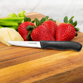 Brenium paring knife with dishwasher-safe, textured handle for a secure grip.