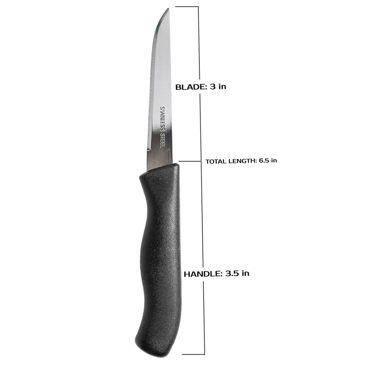 Brenium paring knife in rust-free stainless steel maintains sharp edge longer.
