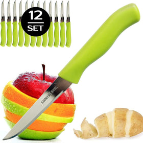 Brenium paring knife textured handle close-up emphasizing non-slip grip.