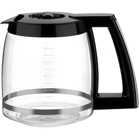 BRENSTEN 12-cup glass carafe front view showing clear body and handle.