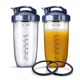 BRENSTEN 32oz replacement cups with lids for NutriBullet, ideal for daily smoothies.