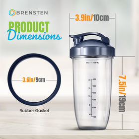 BRENSTEN flip-top to-go lid for spill-free blending on the move.