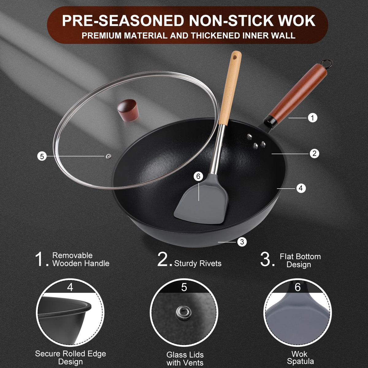 Bretor sizzling stir-fry in wok shows quick high-heat cooking possibilities.