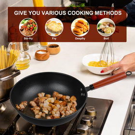 Bretor wok lid with vent helps trap juices while cooking vegetables.