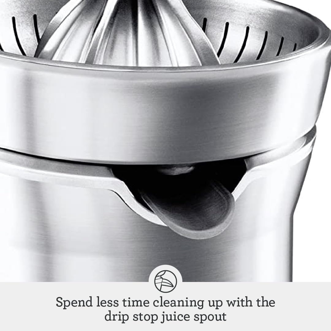 Breville die-cast cone and body resist citrus acids for lasting durability.