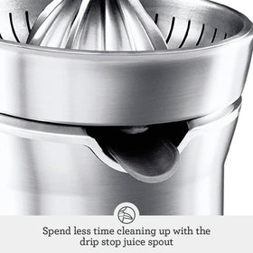 Breville die-cast cone and body resist citrus acids for lasting durability.