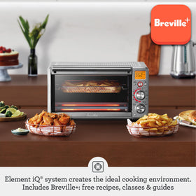 Breville air fry modes with extreme convection delivering crispy textures.