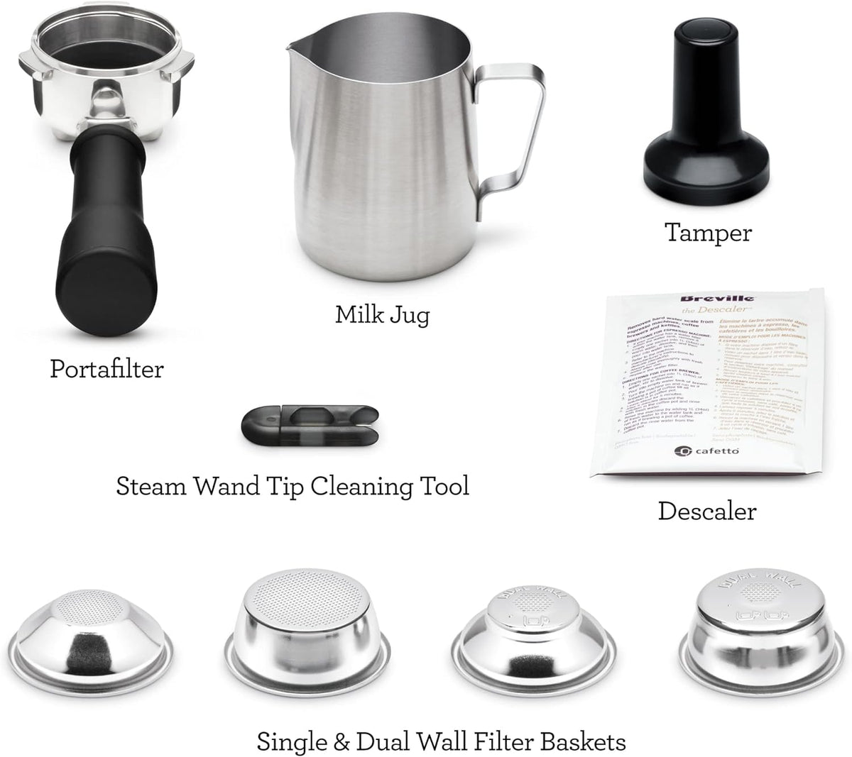 Breville Bambino BES450BSS latte art-ready with adjustable milk temperature and texture.